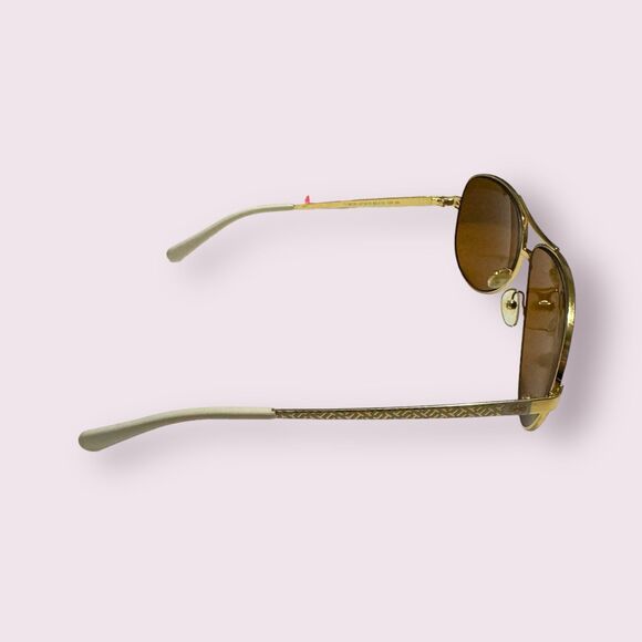 Tory Burch‎ TY6035 White/Gold Aviator Sunglasses - Picture 4 of 9